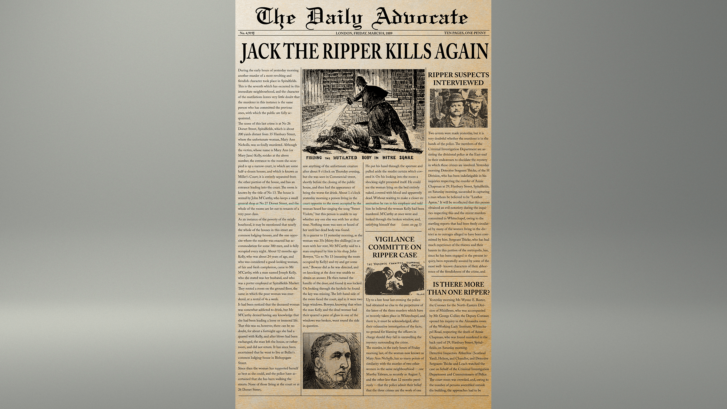 Sleepy Hollow: Jack the Ripper Newspaper