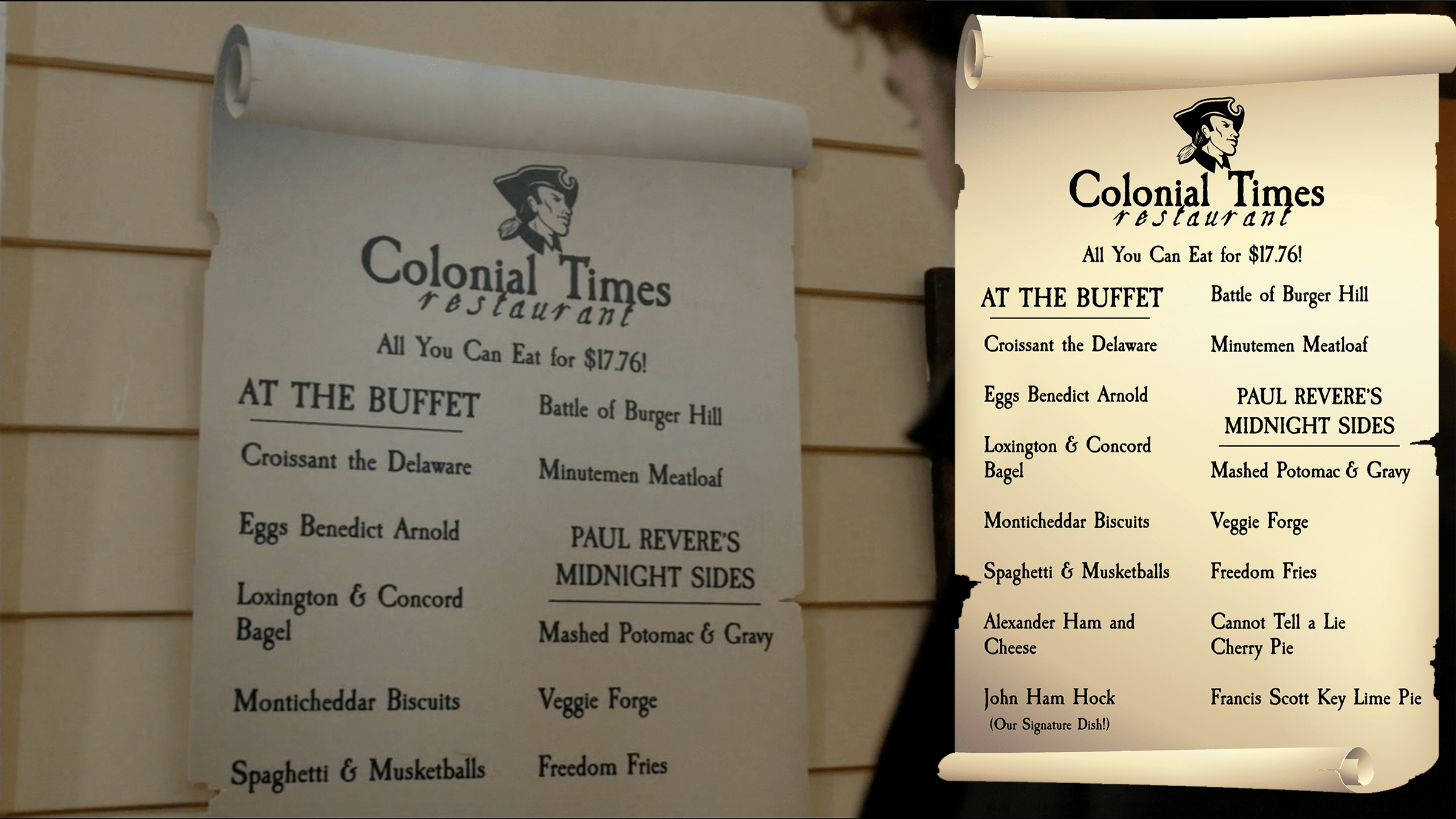 Sleepy Hollow: Colonial Times Menu